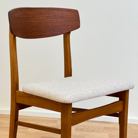 Set of 4 dining chairs, teak & beech