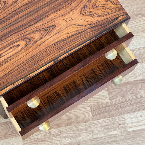 Bedside table with drawers and brass handle