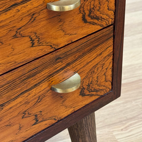 Bedside table with drawers and brass handle