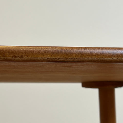 Sofa table in teak, with rattan shelf, 1960s