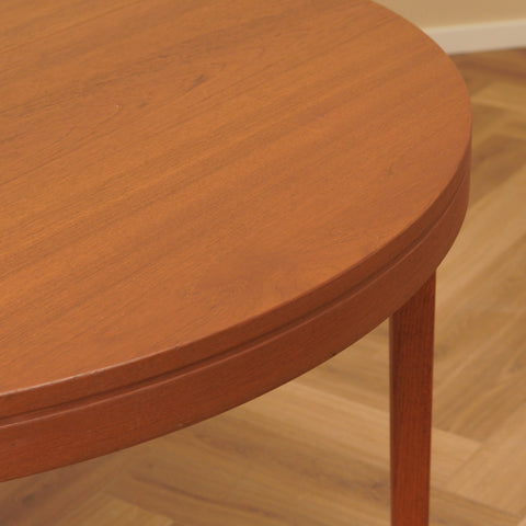 Swedish round dining table in teak by Skaraborgs Möbelindustri in Tibro