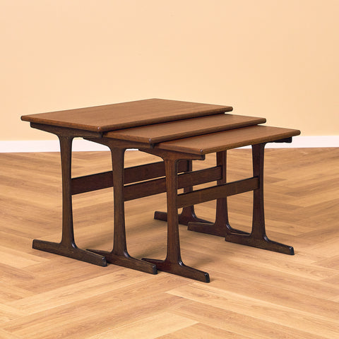 Danish set of nest of tables in mahogany