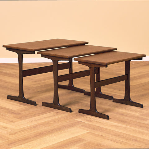 Danish set of nest of tables in mahogany