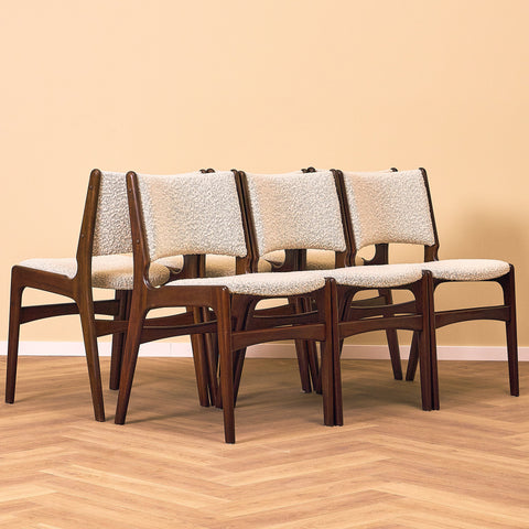 Danish dining chairs in mahogany by Erik Buch, model 98