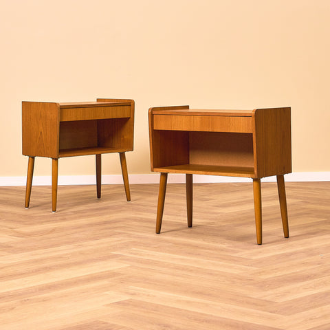 Swedish bedside tables in teak