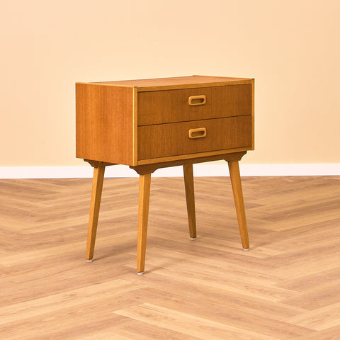 Swedish side table in teak & oak