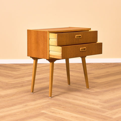 Swedish side table in teak & oak