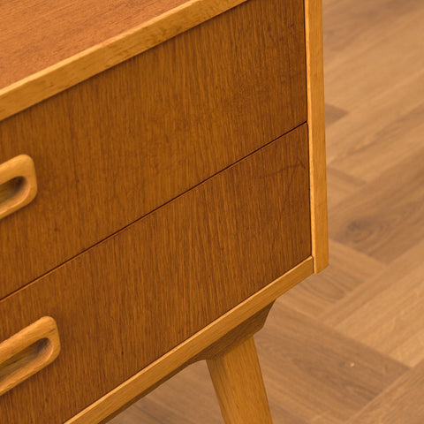 Swedish side table in teak & oak