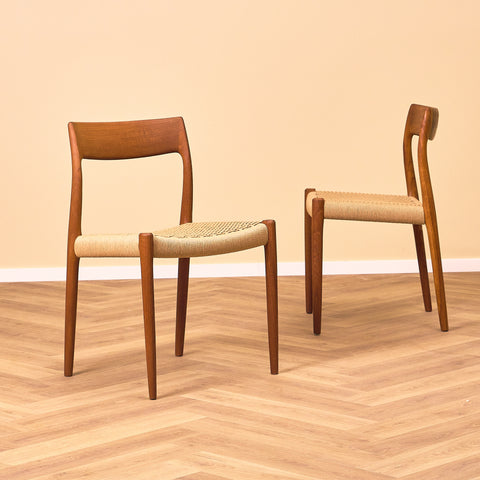 Danish dining chairs in solid teak by Niels Otto Møller, model 77