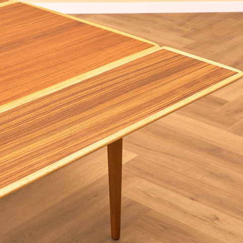 Swedish extendable coffee table in teak and beech