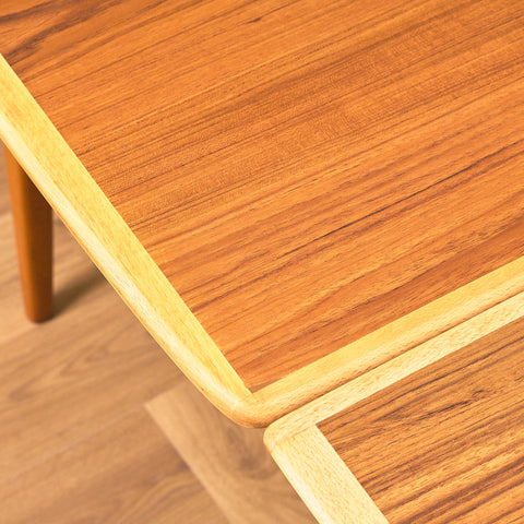Swedish extendable coffee table in teak and beech