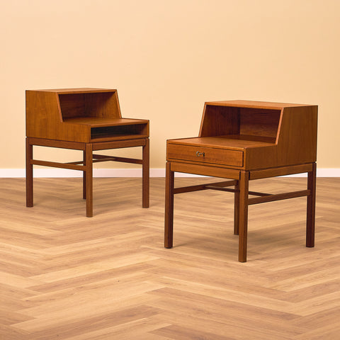 Swedish bedside tables in teak by Gunnar Myrstrand & Sven Engström, model 'Casino'
