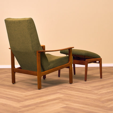 Swedish armchair and stool in teak by Bröderna Andersson, Ekenässjön