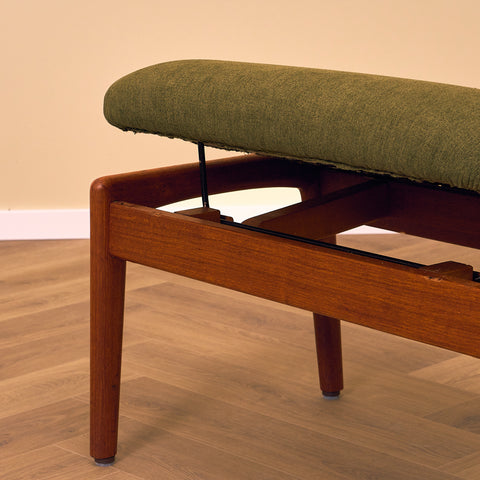 Swedish armchair and stool in teak by Bröderna Andersson, Ekenässjön