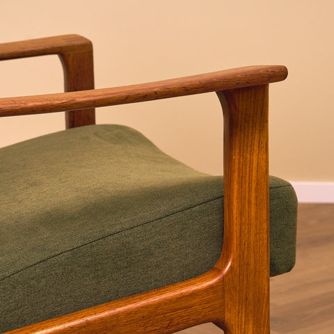 Swedish armchair and stool in teak by Bröderna Andersson, Ekenässjön