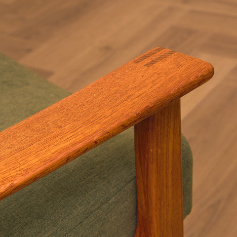 Swedish armchair and stool in teak by Bröderna Andersson, Ekenässjön