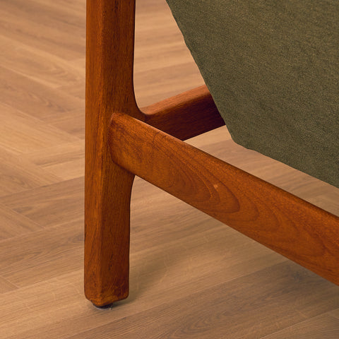 Swedish armchair and stool in teak by Bröderna Andersson, Ekenässjön