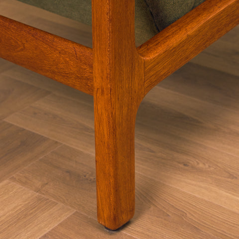 Swedish armchair and stool in teak by Bröderna Andersson, Ekenässjön