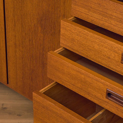 Swedish polyform shelving system in teak