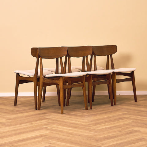 Danish set of 6 dining chairs in teak by Schiønning & Elgaard