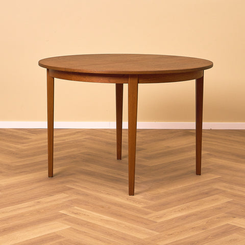 Swedish round dining table in stained teak