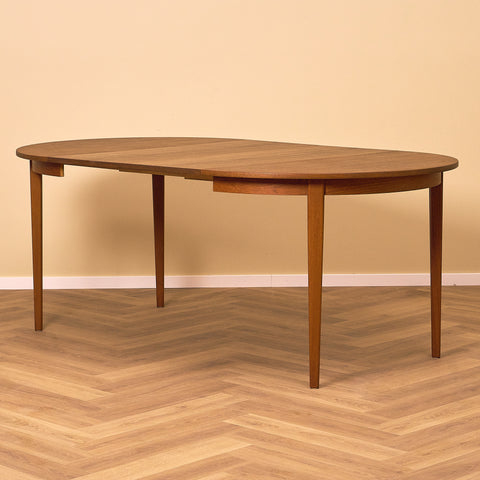 Swedish round dining table in stained teak