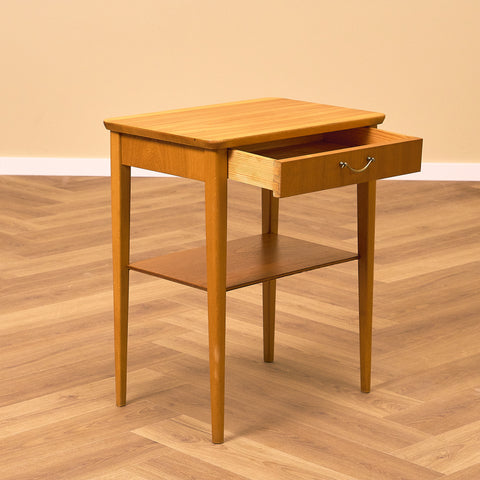 Swedish bedside tables in elm & beech by Björkås Möbelfabrik