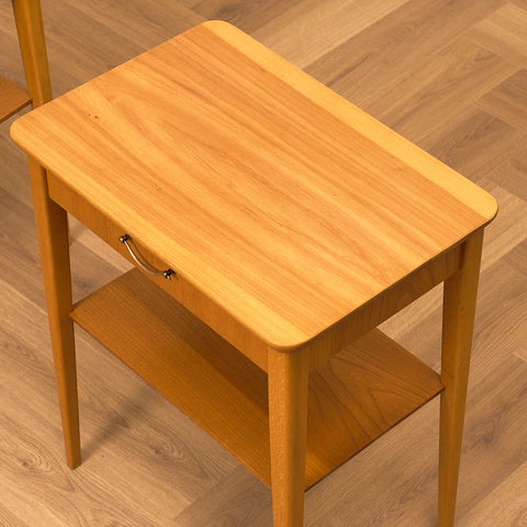 Swedish bedside tables in elm & beech by Björkås Möbelfabrik