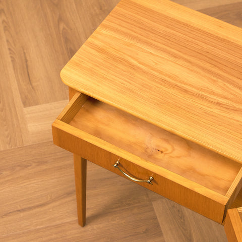 Swedish bedside tables in elm & beech by Björkås Möbelfabrik