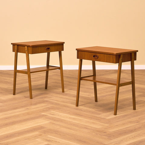 Swedish bedside tables in teak & beech