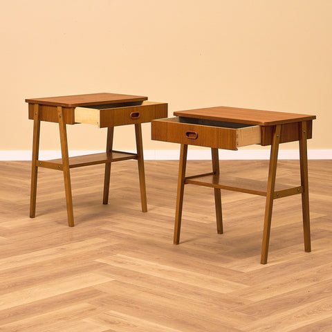 Swedish bedside tables in teak & beech