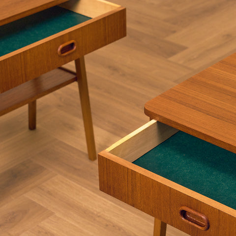 Swedish bedside tables in teak & beech