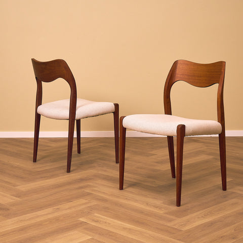 Danish set of dining chairs in teak, 'model 71' by Niels O. Moller for J.L. Møllers Møbelfabrik