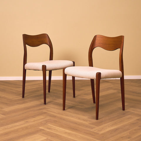 Danish set of dining chairs in teak, 'model 71' by Niels O. Moller for J.L. Møllers Møbelfabrik