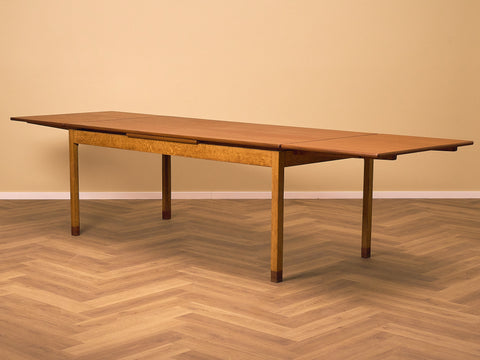 Large Danish rectangular dining table in teak & oak by Borge Mogensen