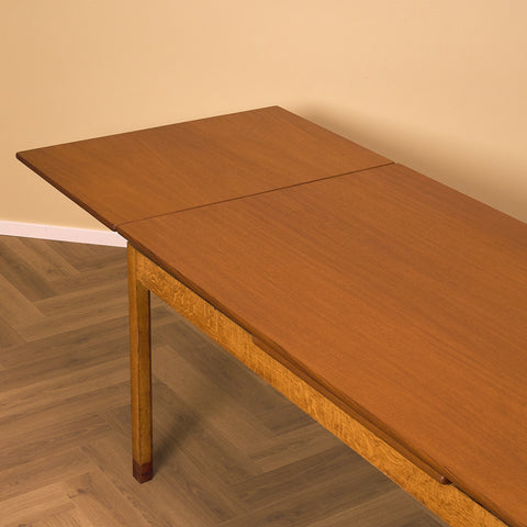 Large Danish rectangular dining table in teak & oak by Borge Mogensen