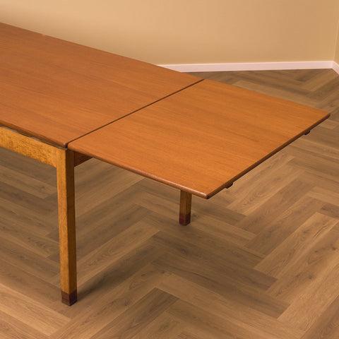 Large Danish rectangular dining table in teak & oak by Borge Mogensen