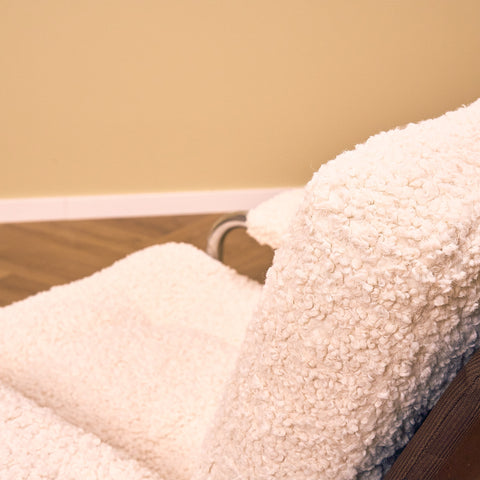 Swedish chrome armchair in teddy by Noboru Nakamura, 1970s