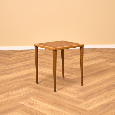 Swedish teak and oak side table by Yngve Ekström, model "Cubus II"