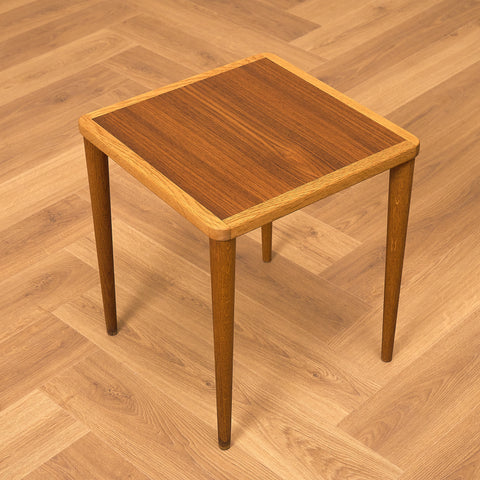 Swedish teak and oak side table by Yngve Ekström, model "Cubus II"