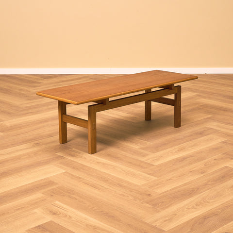 Swedish side table in teak and oak