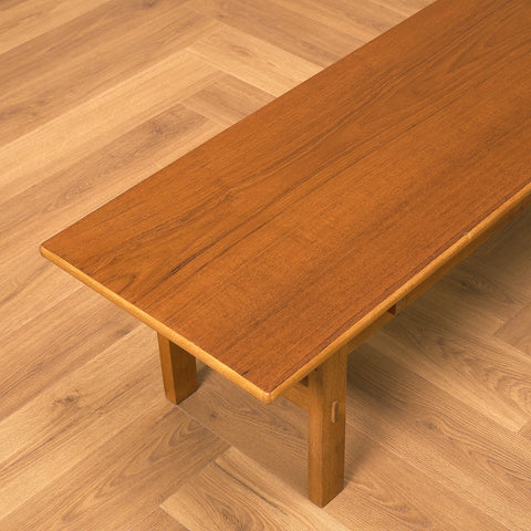 Swedish side table in teak and oak