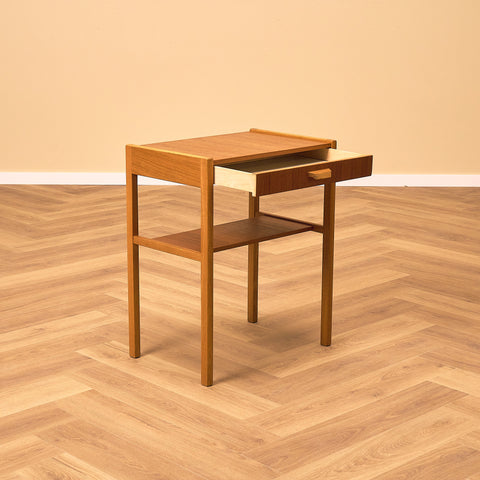 Swedish bedside table in teak and beech