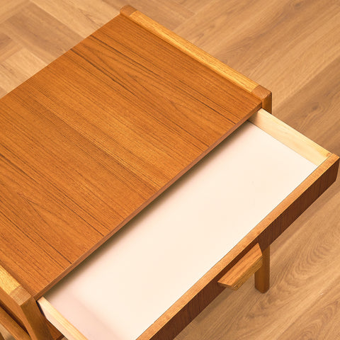 Swedish bedside table in teak and beech
