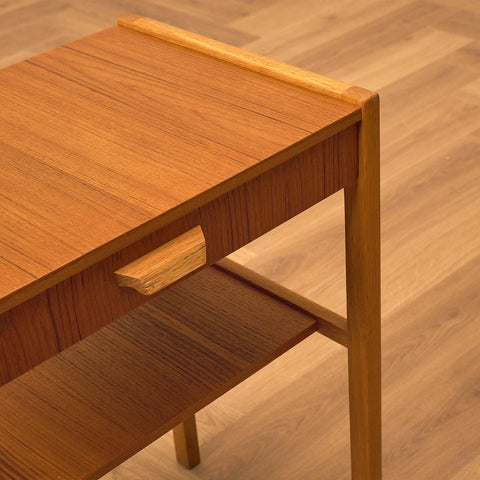 Swedish bedside table in teak and beech
