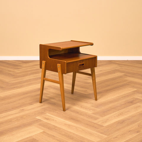 Swedish bedside tables in teak and beech