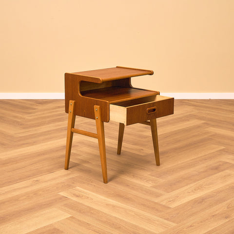 Swedish bedside tables in teak and beech