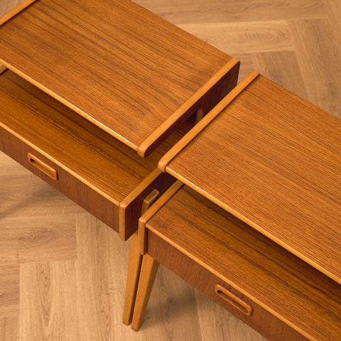 Swedish bedside tables in teak and beech