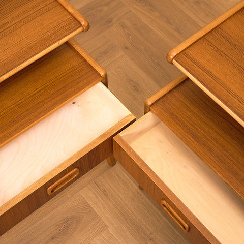 Swedish bedside tables in teak and beech