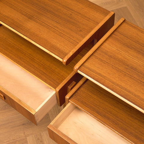 Swedish bedside tables in teak and beech